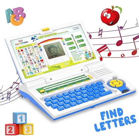 Educational Kids Laptop Learning Toy for 2-5 Years Boys Girls Computer Toys for 3 Years Fun Activity Learning Alphabet,Letter,Words,Games,Mathematics,Music,Logic Memory Tool - Blue