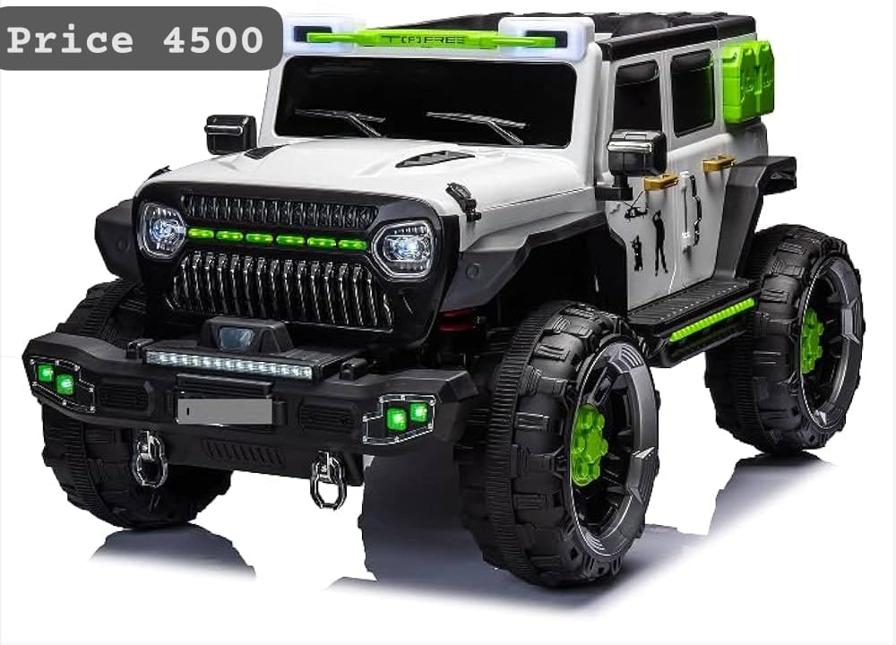 4X4 Safari Explorer: Rechargeable Ride-On Jeep for Kids with Colorful Led Lights and Musical Adventure